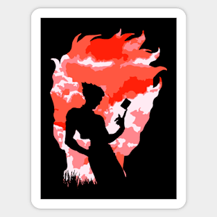 The magician silhouette in red Sticker